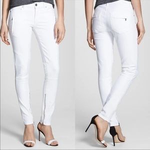 Paige Marley Moto Skinny White Jeans Size 30